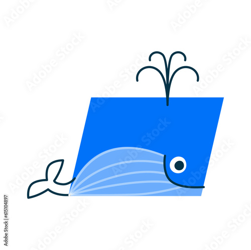 Whale fish in shape of math parallelogram. Vector cartoon animal character, geometric form cute personage. Mathematics figure with smiling face