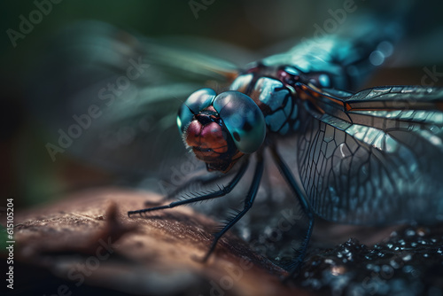 Dragonfly on water. Generative AI