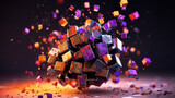 Abstract 3d cube exploding