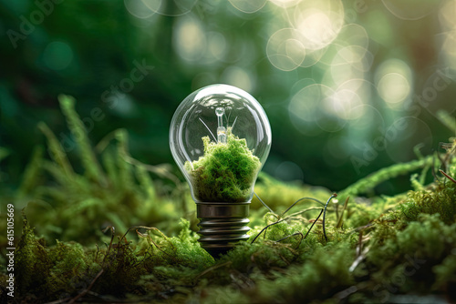 Small enviroment in a lightbulb, clima change, world, generative ai