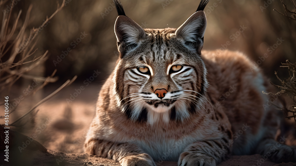 Bobcat in desert. Generative AI Bobcat in desert. Generative AI