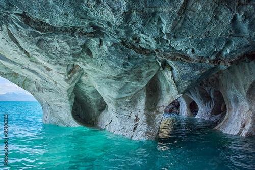 Majestic landscapes in Marble Caves in Chilean Patagonia