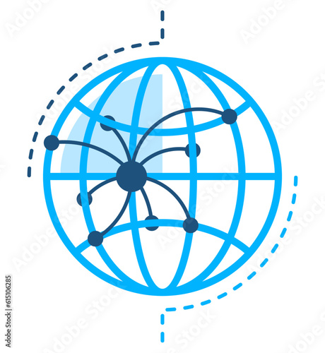 Global sourcing strategy flat icon
