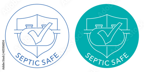 Septic safe product label with tank and shield