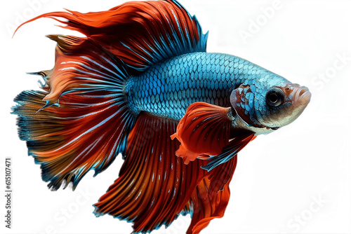 Siamese Fighting Fish Transparent Isolated Close-Up, AI