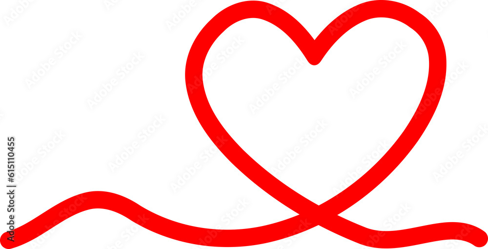 Red cute line love heart icon PNG