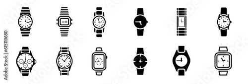 Wristwatch. Watches with fashion bracelets vector illustration