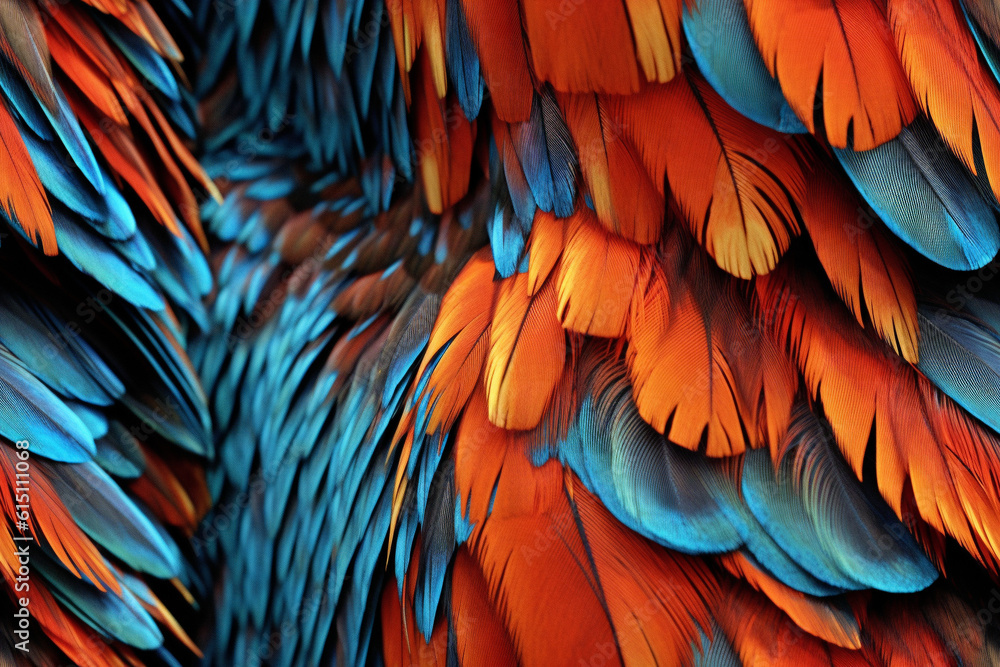 Fototapeta premium Tileable colorful parrot feathers texture, seamless background --Generative AI