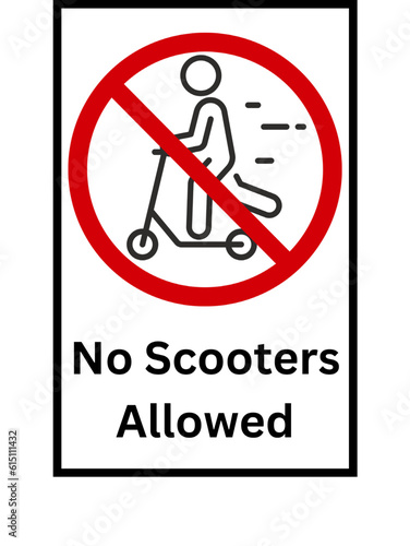 No Scooter Allowed Sign. Vector Illustrated