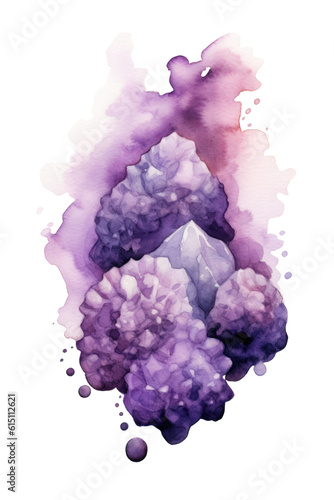 cluster of amethyst and lavender bubbles, watercolor paint abstract border frame for design layout, isolated on a transparent background, generative ai