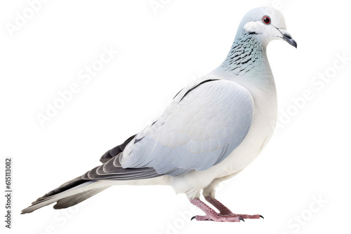 An elegant white dove with light blue colors, side view, isolated (Generative AI)