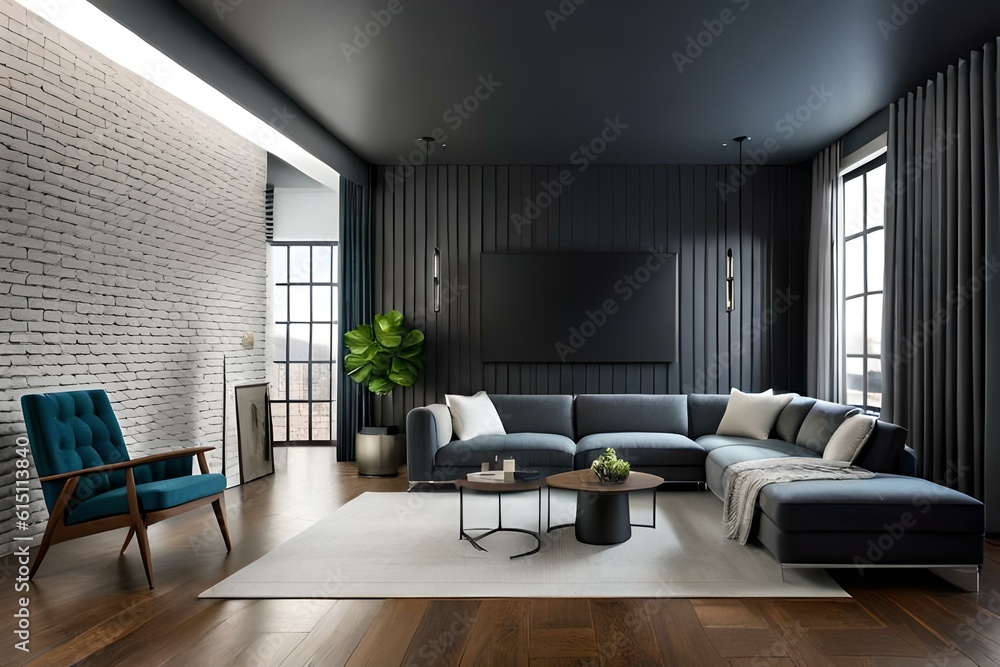 3D mockup of canvas frame with a frame in a modern home, living room, bedroom interior background, showcasing a room in light pastel colors, Created using AI 3D mockup of canvas frame with a frame in a modern home, living room, bedroom interior background, showcasing a room in light pastel colors, Created using AI