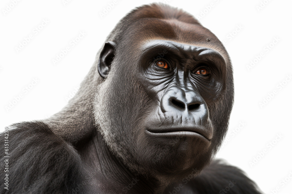 Generative AI.
a white background gorilla