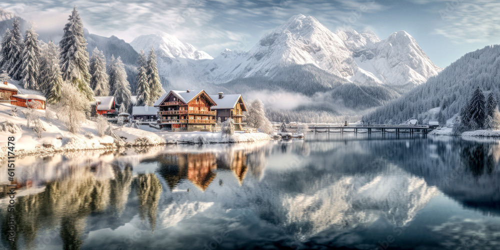 Winter Landscape and Village in the European Alps Christmas Advent Wallpaper Background Generative AI Digital Art Kunst Illustration Journal Winter Landscape and Village in the European Alps Christmas Advent Wallpaper Background Generative AI Digital Art Kunst Illustration Journal