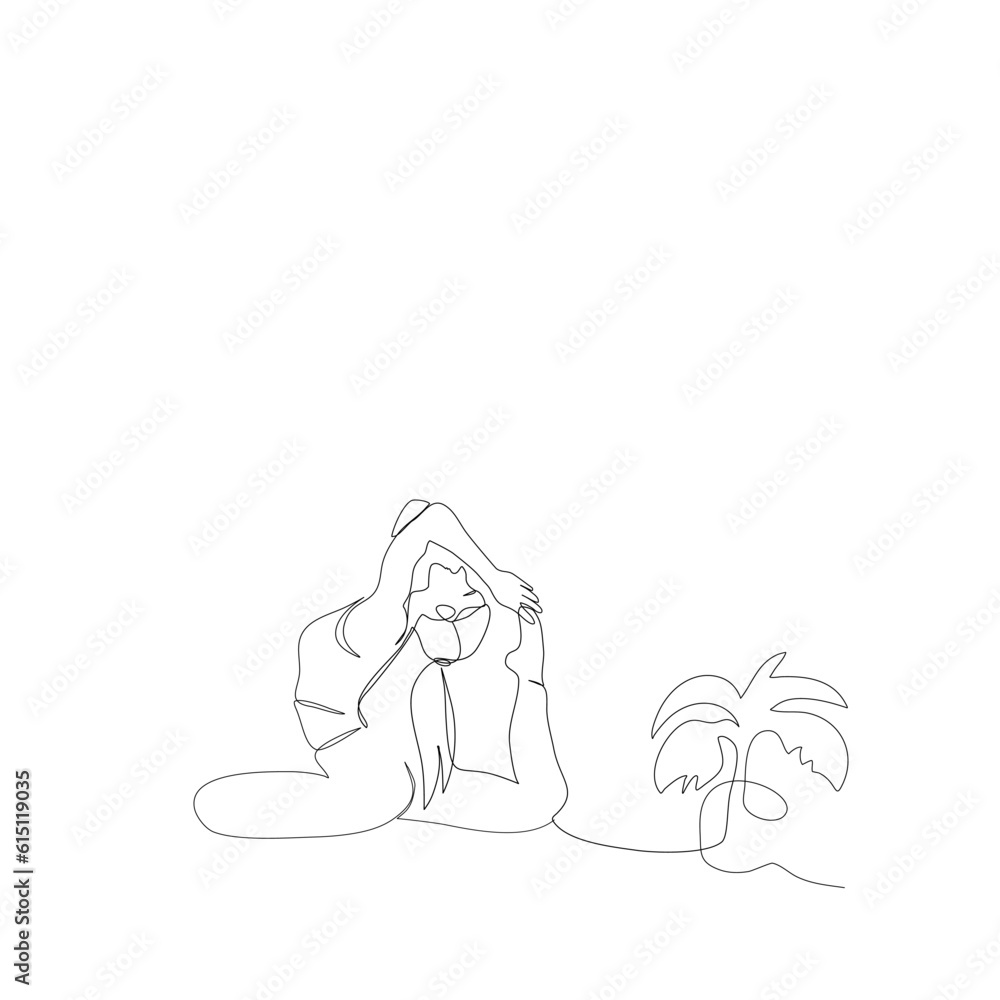 Female yoga poses for flexibility in one continue line art drawing for yoga day, fitness, sport, workout, health. Woman Isolated image hand draw contour. Line art of girl doing Yoga in living room Female yoga poses for flexibility in one continue line art drawing for yoga day, fitness, sport, workout, health. Woman Isolated image hand draw contour. Line art of girl doing Yoga in living room