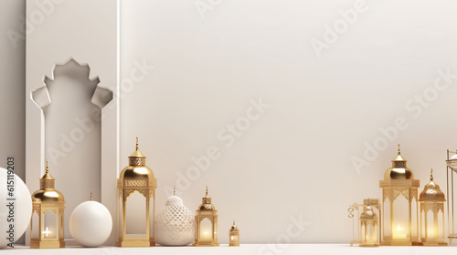 Islamic background, lantern, gold crescent Islamic art, Eid ul Adha Banner Background