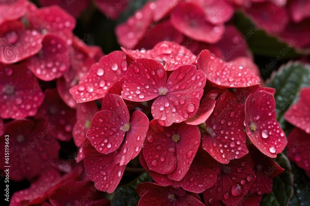 Red Hydrangea (Hydrangea macrophylla). Generative AI Red Hydrangea (Hydrangea macrophylla). Generative AI