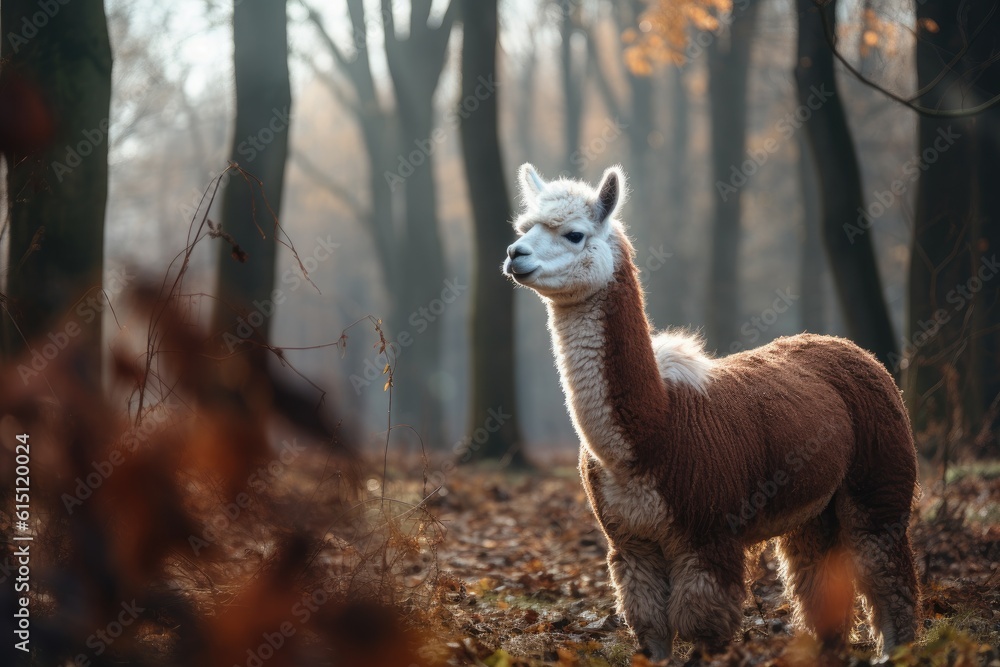 A photograph capturing the grace of an alpaca in its natural habitat. Generative AI A photograph capturing the grace of an alpaca in its natural habitat. Generative AI