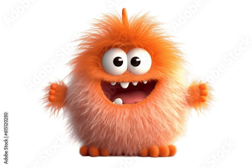 Cute Adorable Monster Fluffy Funny Illustration Transparent Background, AI photo