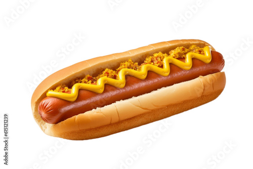 Hot Dog with Mustard Transparent Isolated Fast Food AI,
