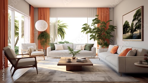 Beautifully designed home interior  living room  AI Generative tool.