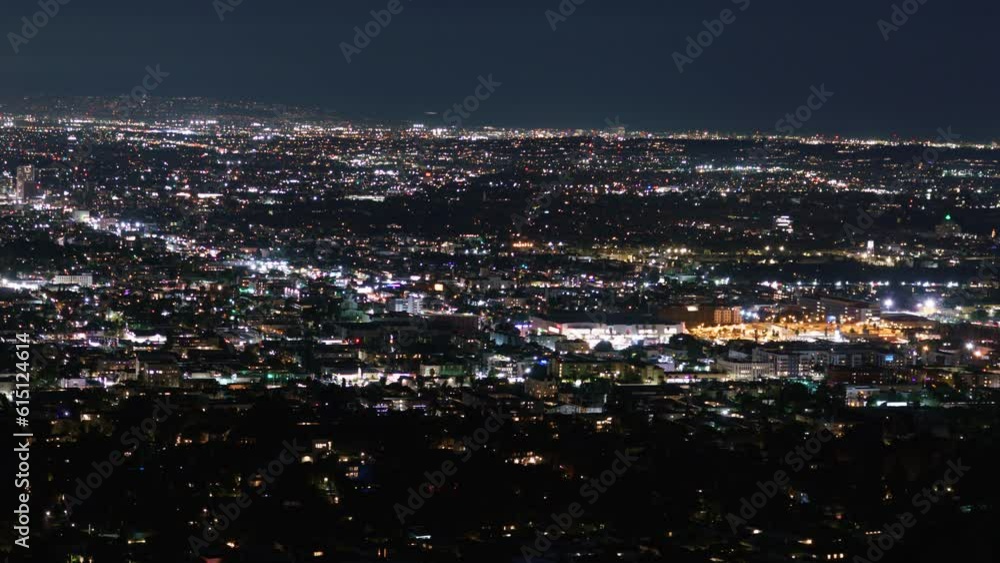 Los Angeles Westside Night Coastal Skyline from Griffith Park Time Lapse California USA Los Angeles Westside Night Coastal Skyline from Griffith Park Time Lapse California USA