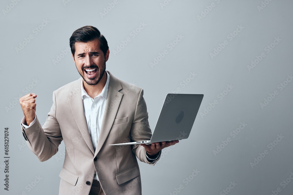 suit man copyspace freelancer job internet laptop computer smiling studio business suit man copyspace freelancer job internet laptop computer smiling studio business