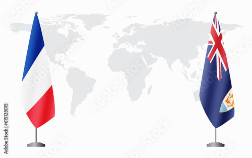 France and Anguilla flags for official meeting