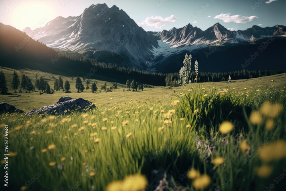 Obraz premium Idyllic mountain landscape in the Alps ,made with Generative AI
