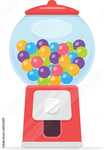Gumball machine flat illustration isolated on white