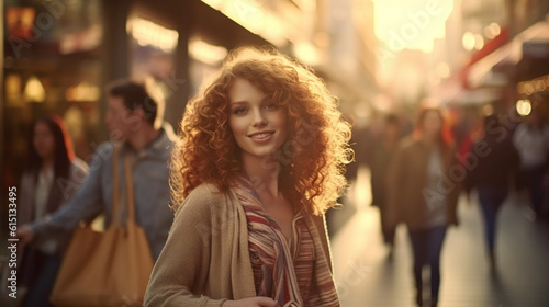 young adult woman strolling...