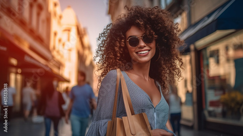 young adult woman strolling...