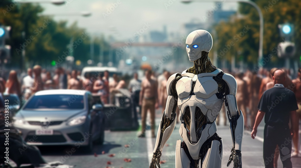 a man, police officer with robotics AI support, artificial intelligence cyborg and transhumanism a man, police officer with robotics AI support, artificial intelligence cyborg and transhumanism