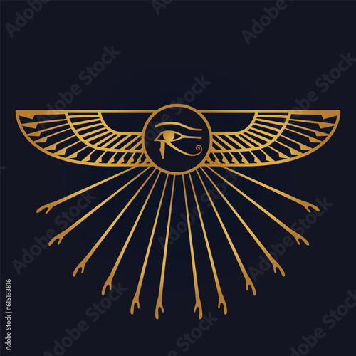 Holy Egyptian eye of horus  with wings  and Ra God of Sun with ankh 3