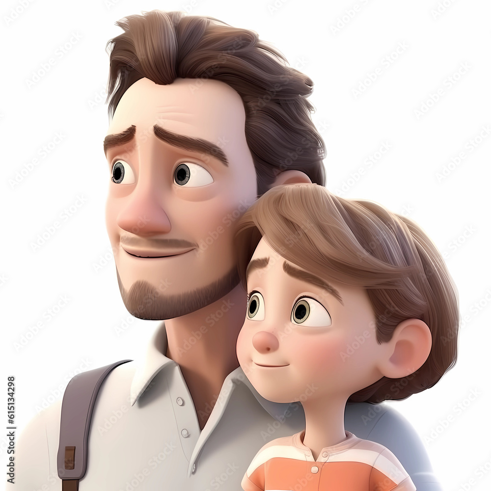 Ilustração de pai e filho juntos felizes Ilustração de pai e filho juntos felizes