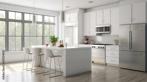 modern kitchen interior with kitchen white toner