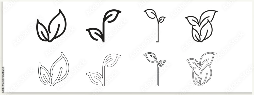 Fototapeta premium leaf line icon set Vector illustration