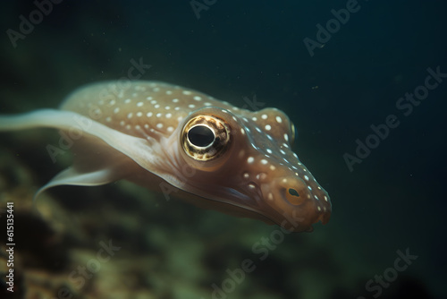 Squid in the sea, underwater. Generative AI