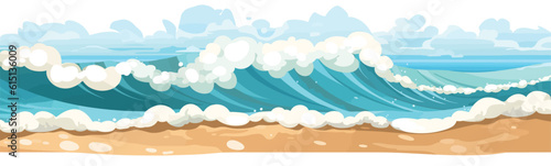 ocean waves over sand beach vector flat isolated illustration