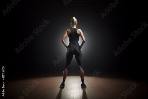 Back view of sports woman , Generative AI illustration