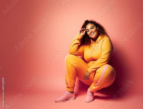 Plus size female model portrait, Generative AI illustration