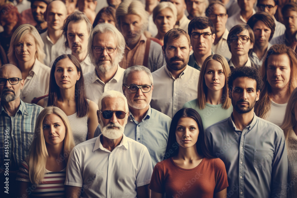 Large group of mixed people. Generative Ai illustration
Large group of mixed people. Generative Ai illustration