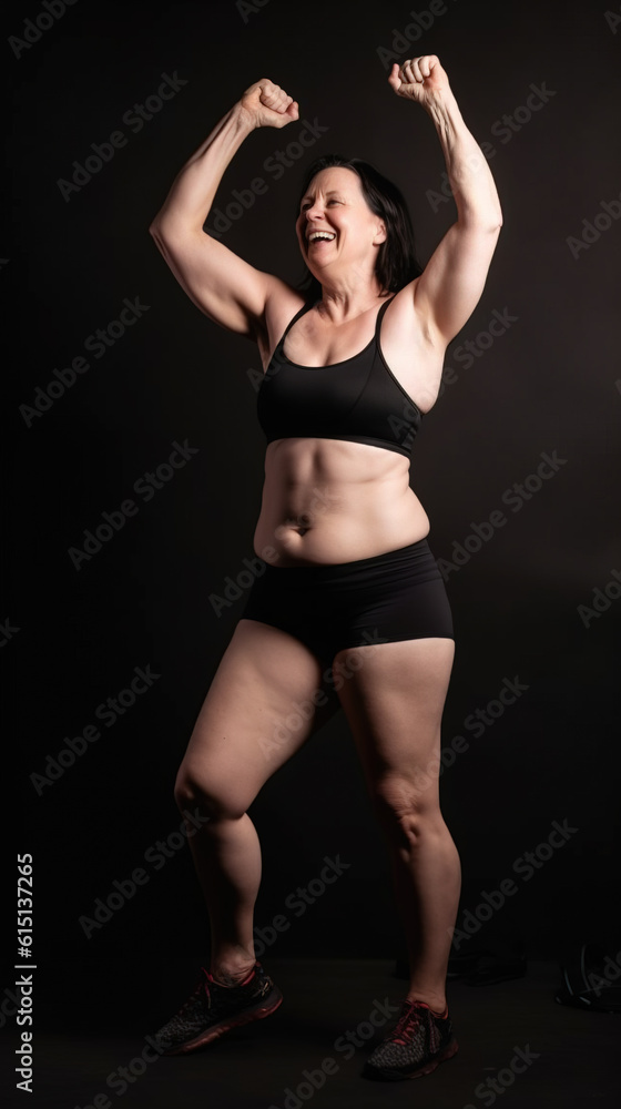 Senior woman in underweared being positive, Generative AI illustration Senior woman in underweared being positive, Generative AI illustration