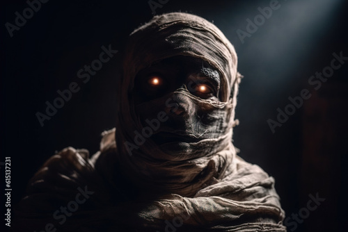 Portrait of ancient mummy becoming alive, Generative AI illustration photo