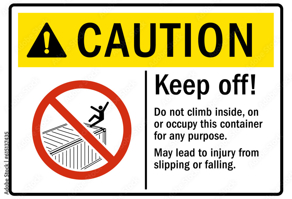 Do not climb warning sign and labels Do not climb warning sign and labels