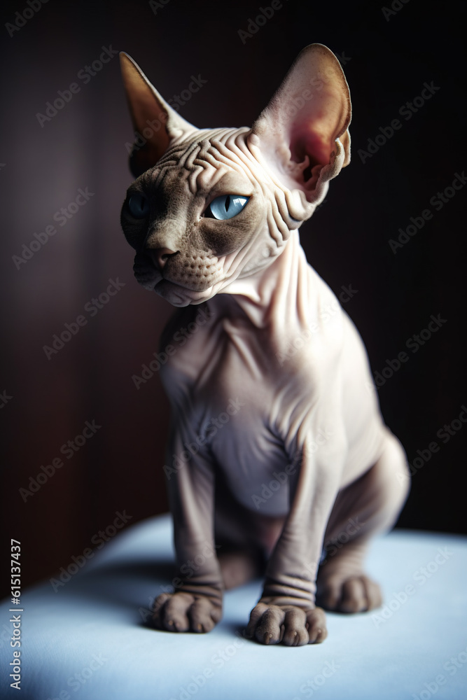Sphynx cat portrait, Generative AI illustration