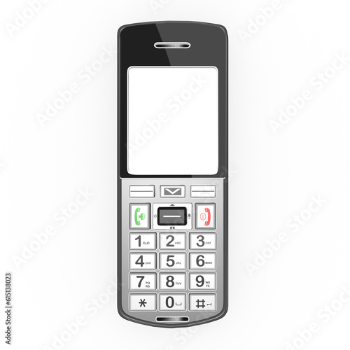 3d modernes Festnetztelefon, Mobiltelefon mit Tasten und display, transparent freigestellt