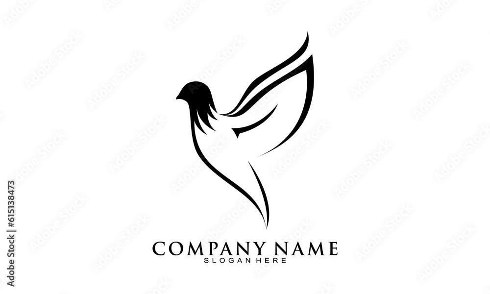 Obraz premium Elegant flying bird simple vector logo
