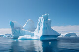 Floating icebergs on a sunny day in Antarctica