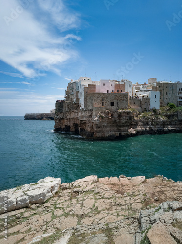 Fototapeta Naklejka Na Ścianę i Meble -  panorama of the cliff of Polignano a Mare Grotta Palazzese province of Bari
